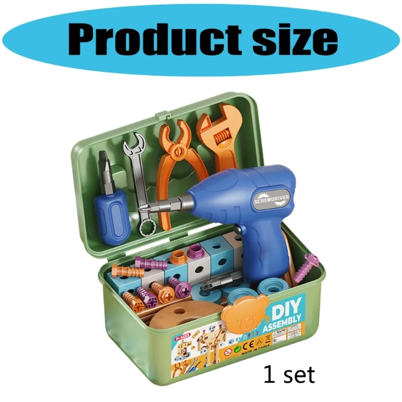 مجموعة أدوات بناء التظاهر للأطفال لعبة تشديد المسمار الواقعية لعبة تعليمية الجذعية + 15UB #6