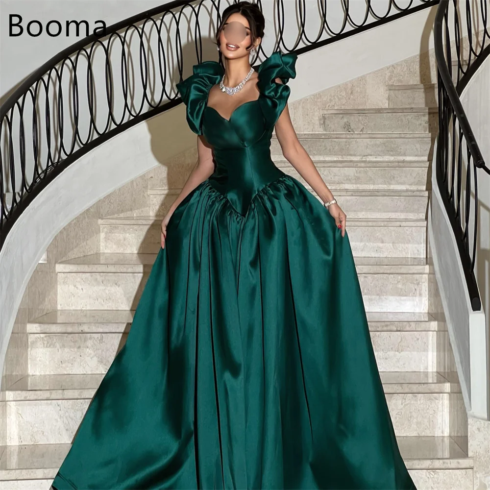 

Booma A-Line Sleeveless Satin Green Simple Pleat Evening Dresses Formal Dresses for Women Elegant Prom Gowns Custom Made 2025