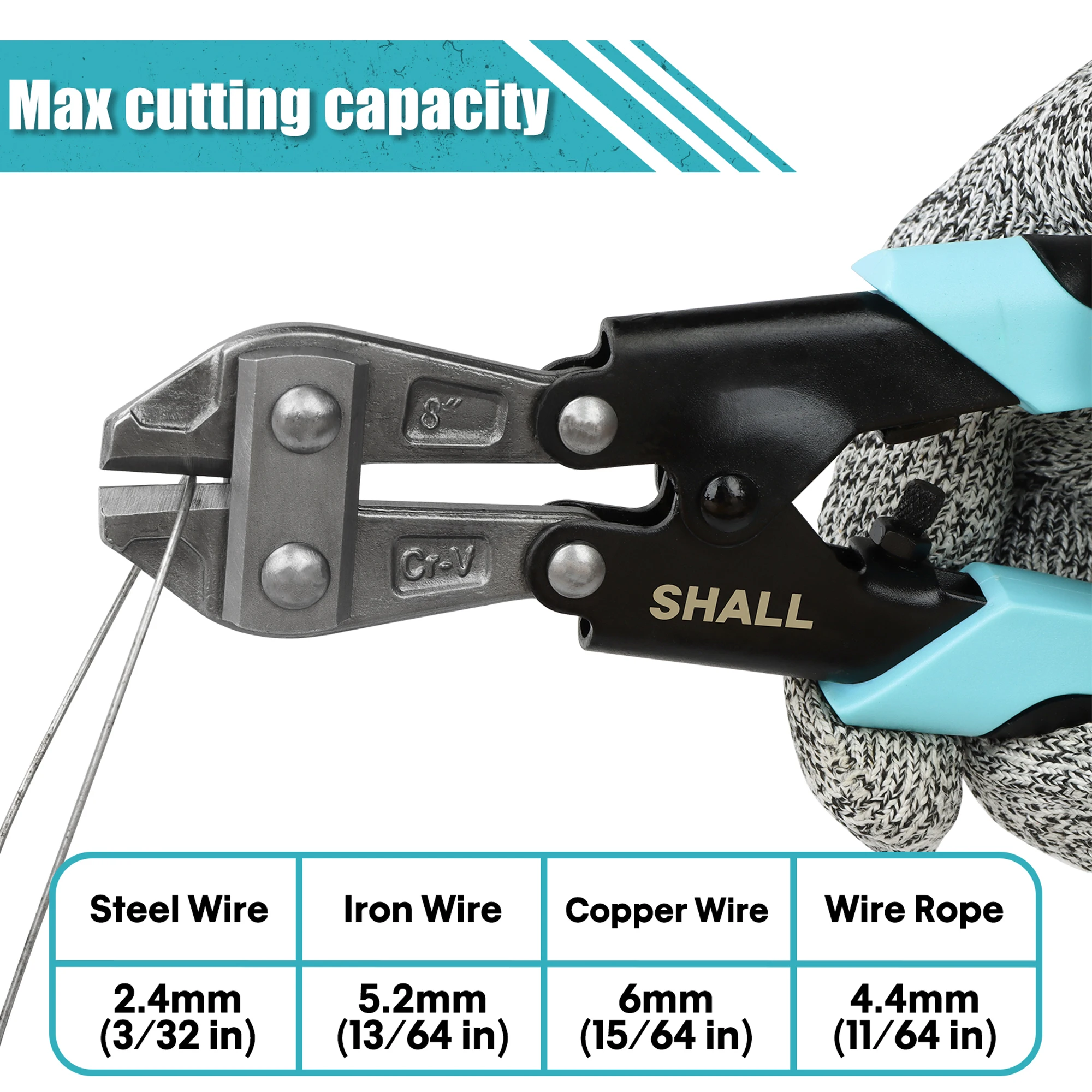 SHALL 8-Inch Mini Bolt Cutter Small Heavy Duty Wire Cutter Bolt Plier 7mm Max Cutting Security Lock Multi hand tools