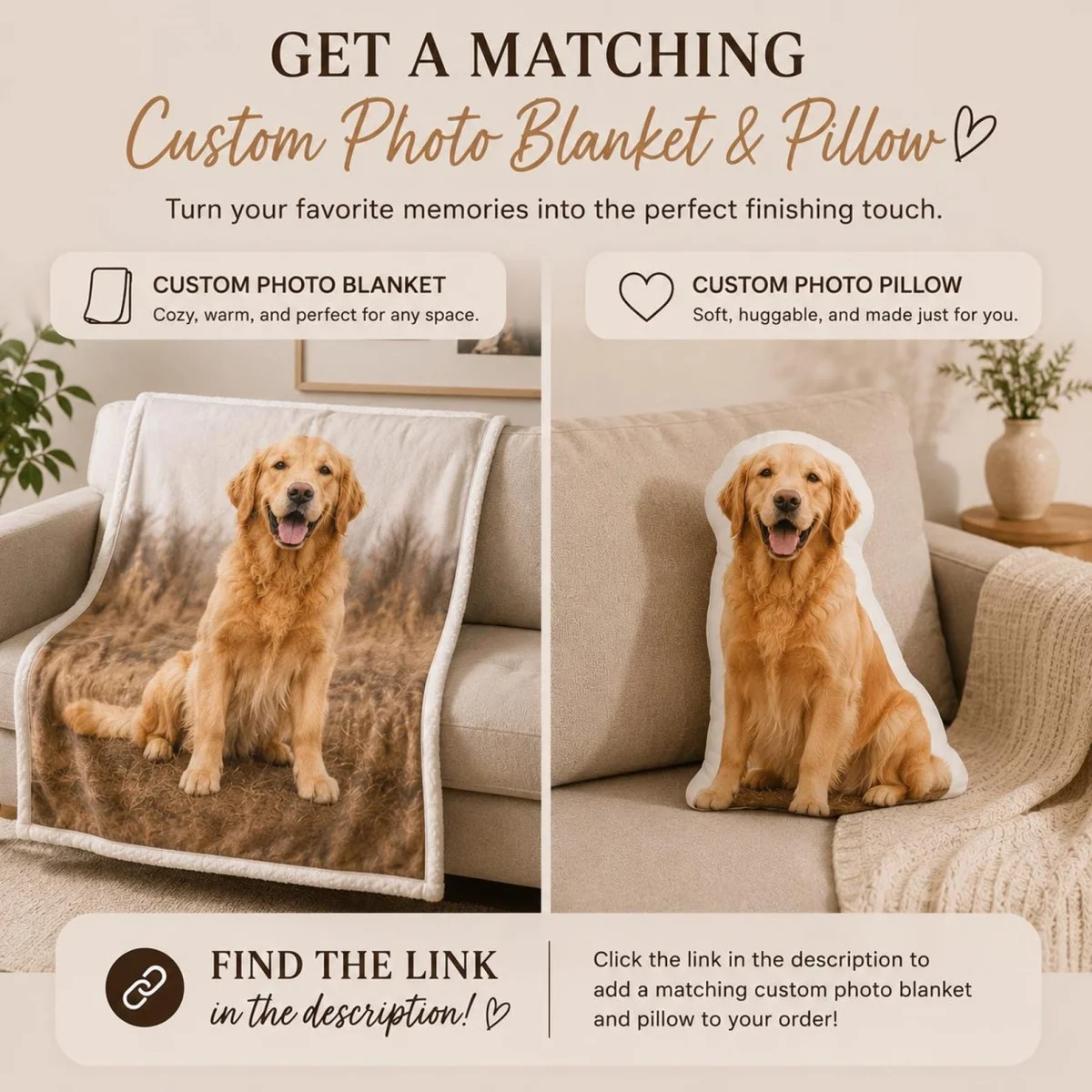 [Custom] 1 Personalized Photo Blanket – Custom Sofa Throw with Family, Pet, or Couple Photos – Perfect for Holiday Gifts