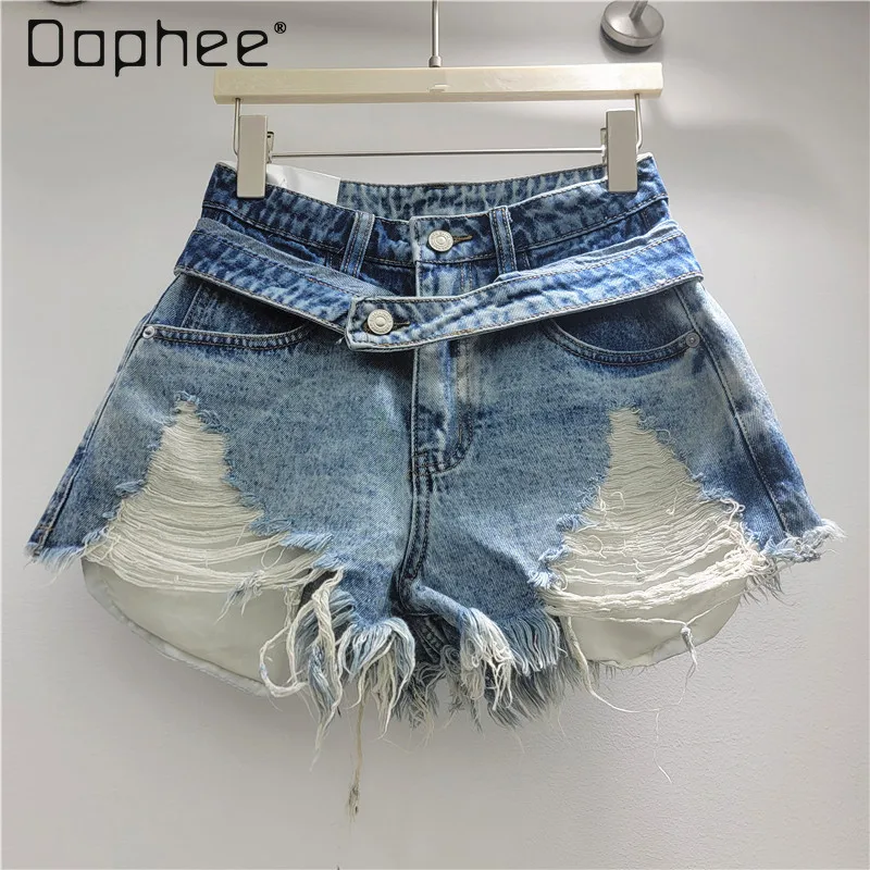 

Ripped Rough Edge Denim Shorts Women's Summer 2026 Korea Ins Sexy Low Waist Slim Versatile Wide Leg Pants Hot Girl Y2K Shorts