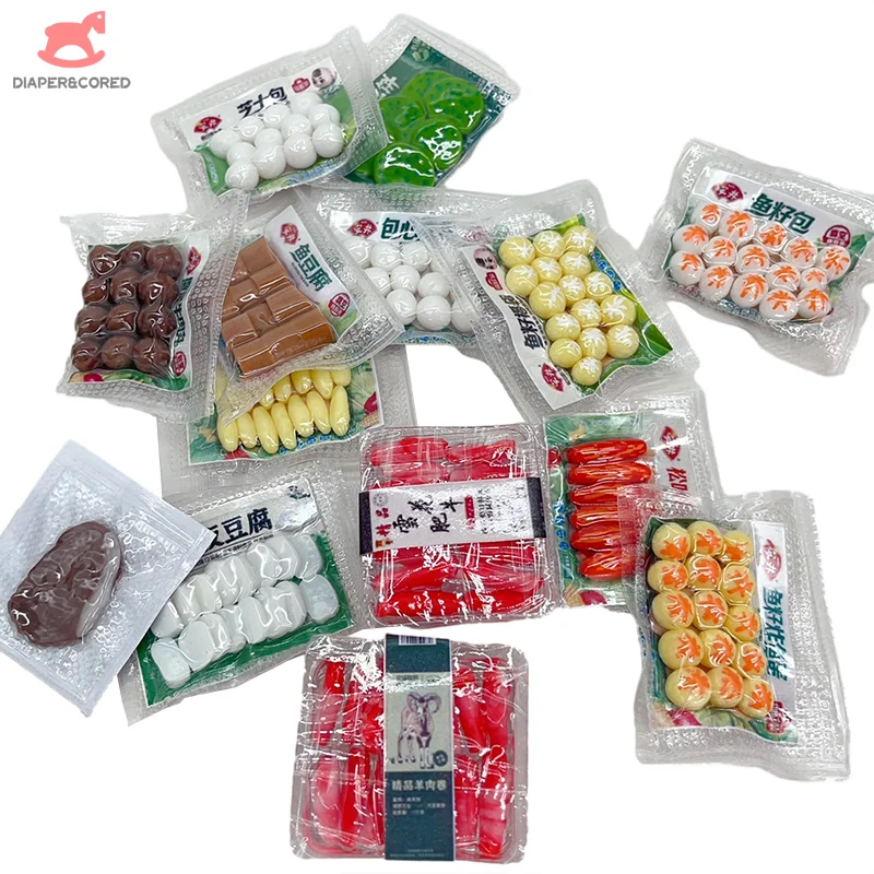 

1:12 Dollhouse Simulation Hot Pot Meatballs Beef Ball Steak Fish Ball Ingredients Kitchen Miniature Hot Pot Food Model Decor Toy