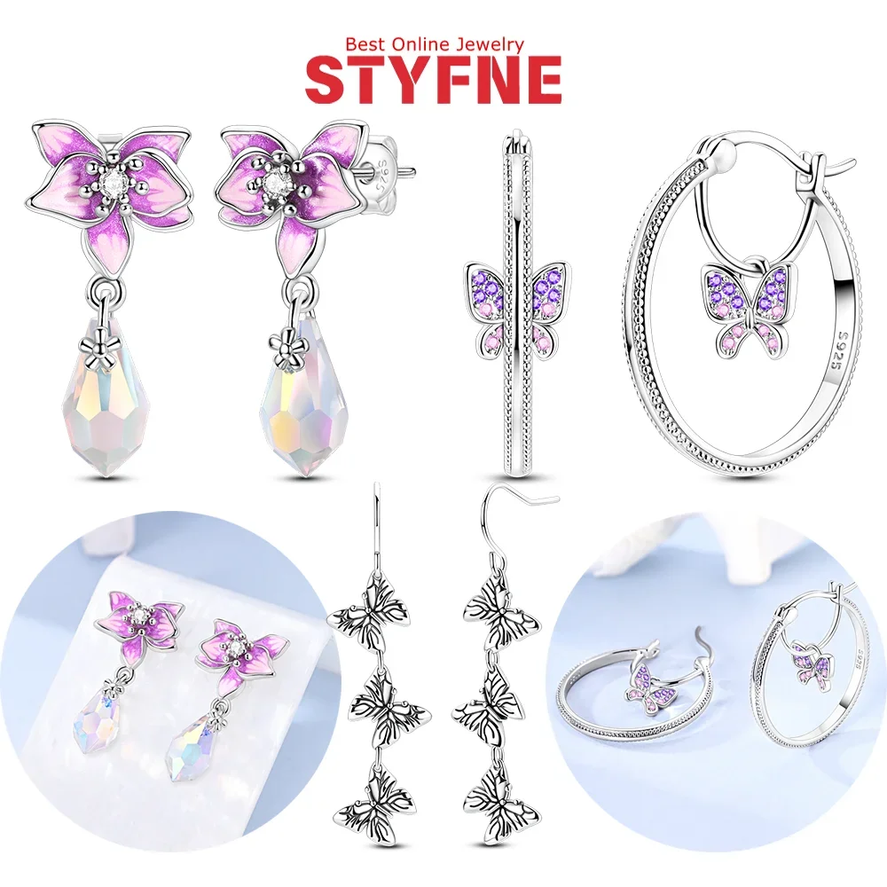 

Purple Zircon Butterfly Hoop Earrings Iris Earrings 925 Silver Jewelry for Women Anniversary Birthday Fashion Jewelry Gifts