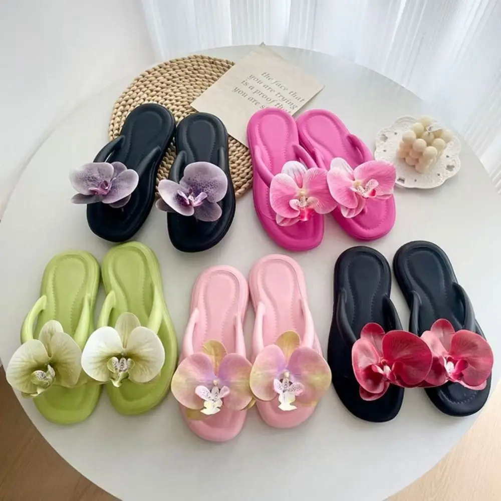 Cute Summer Butterfly Orchid Slipper Beach Elegant Women's Sandals Vacation Non-Slip Ladies Slippers Beach image 3