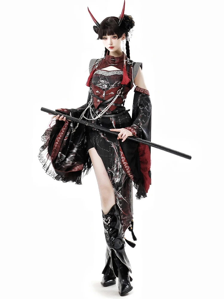 Новый оригинальный аутентичный китайский боевой искусство в китайском стиле, милое супер крутое платье Лолиты, комплект для косплея