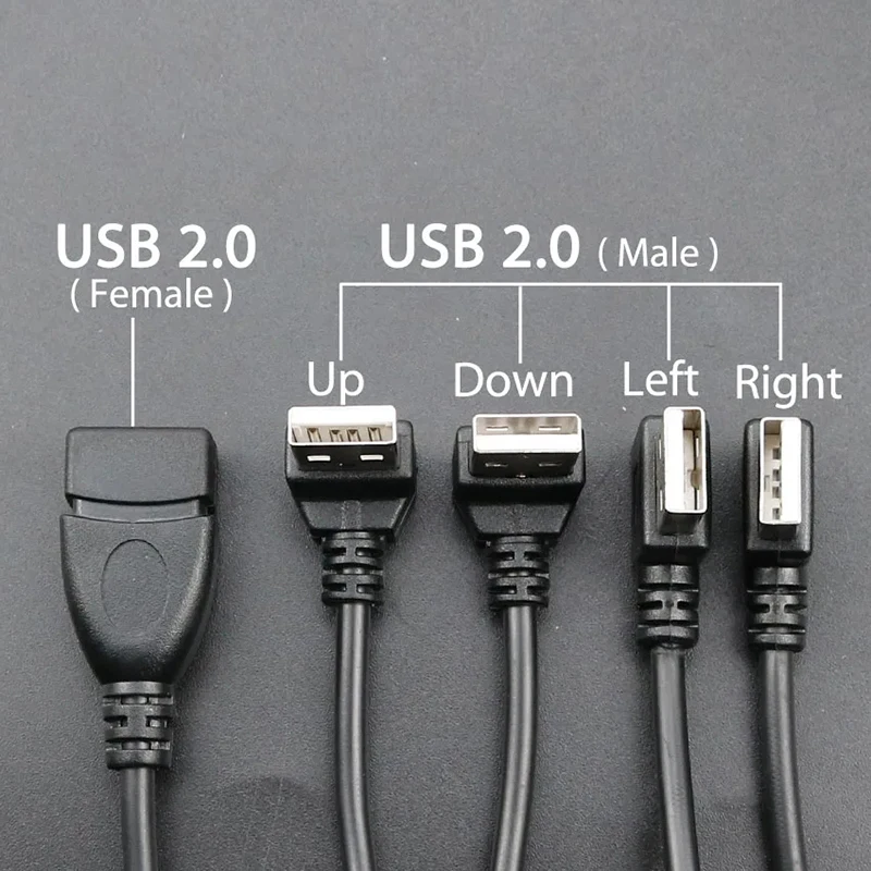 

1PCS USB 2.0 A Male to Female 90 Angled Connector Extension Adaptor cable male to female Adapter Black cable Conversion Line