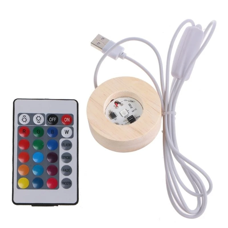 Novelty Resin Display Adjustable Light Base with Remote Control LED 12 Colors RGB DIY Night Light for Home Decor