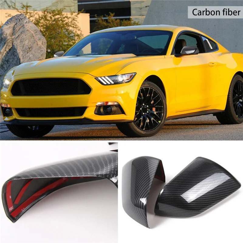 

Rear Carbon Fiber Side Door Rearview Mirror Cover Housing Trim Shells Cap Replacement For Ford Mustang 2015-2020