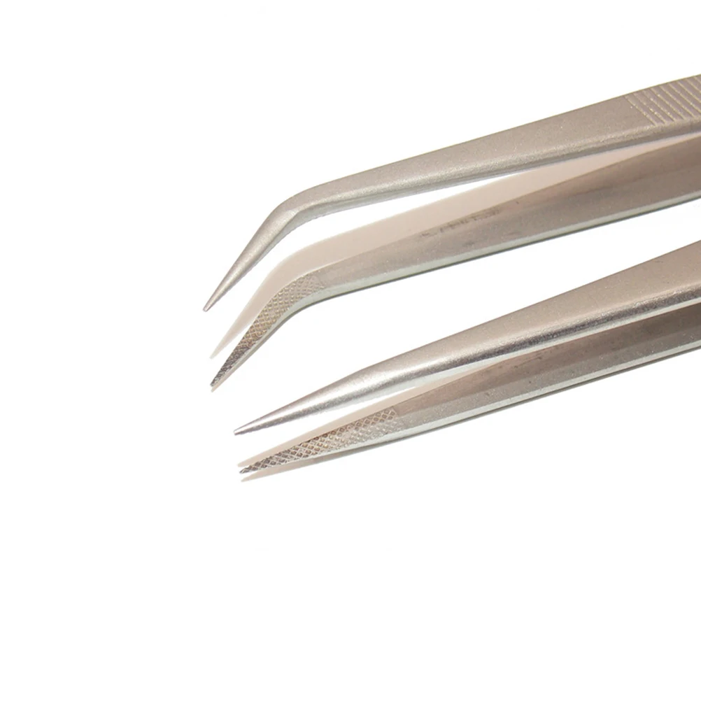 Kit de pinças de aço premium, 2 peças, para reparo de joias, faça você mesmo, manicure, multifuncional, leve, ponta pontiaguda, uso profissional