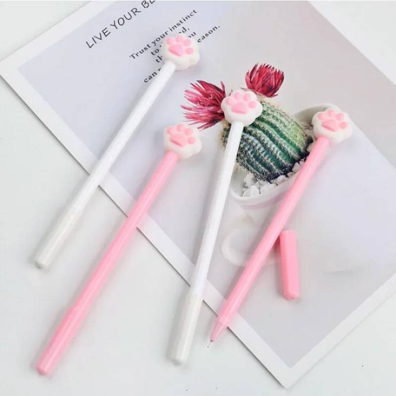 Cute Cat Paw Pink Heart Gel Pen Signature Pen School Office Supply Promotional Gift