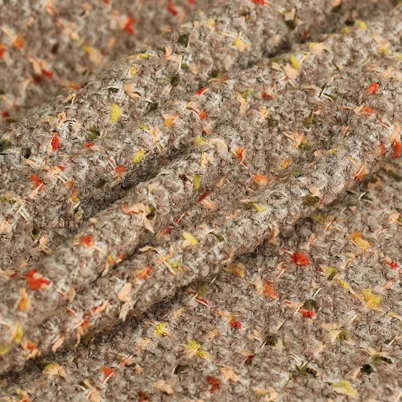 50x145cm Camel Color Lattice  Yarn-Dyed Braided Tweed Fabric For Women Autumn Jacket Dress Suits Coat Handbag DIY Cloth Sewing