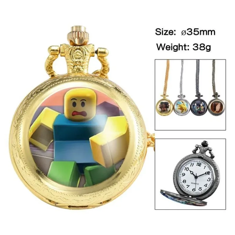 Novo jogo roblox criativo periférico dos desenhos animados relógio de bolso, anime pingente criativo, europeu americano retro flip bolso relógio presente