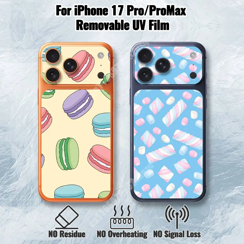 

Macarons Candy Pattern Removable UV Film for iPhone 17 Pro 17 ProMax Back Cover