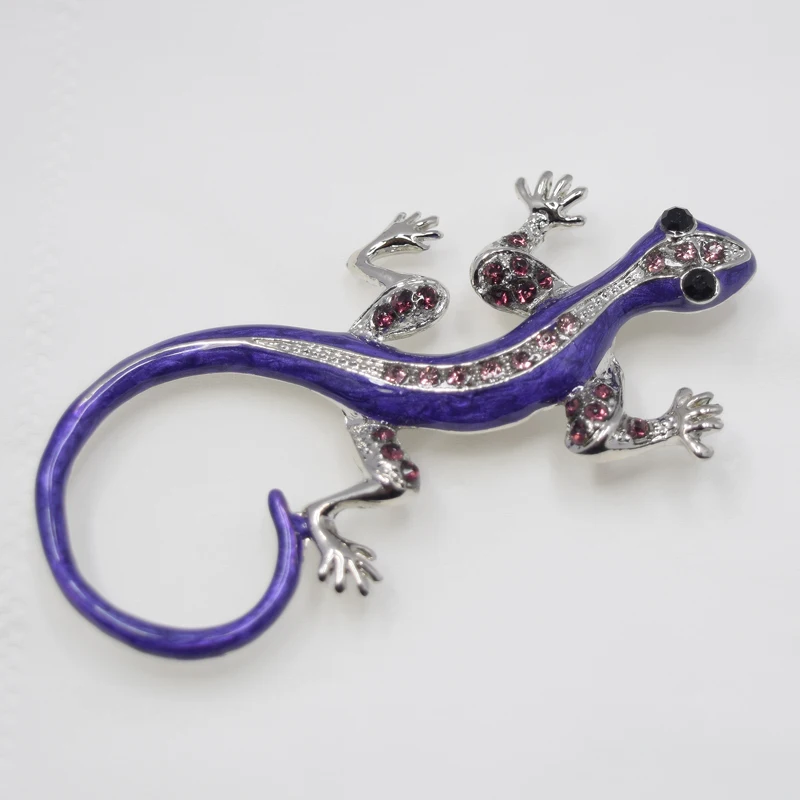 

12pcs/lot Wholesale Fashion Creative Brooch Rhinestone Enamel Gecko Corsage Pin brooches C101090