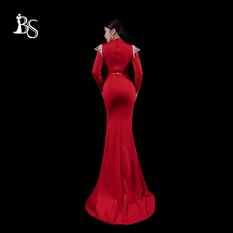 Bai sha maßge schneiderte Abendkleid handgemachte Perlen Saudi-Arabien elegante Hochzeits kleidung Slim Fit Meerjungfrau Kleid Roben de Soirée h1354