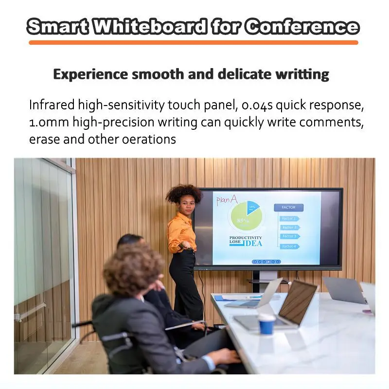 CUMEI 65/75 Inch 4K LCD Interactive Whiteboard 20-Point IR Touch Screen Dual OS Smart Board Wall Mountable Conference Meetings