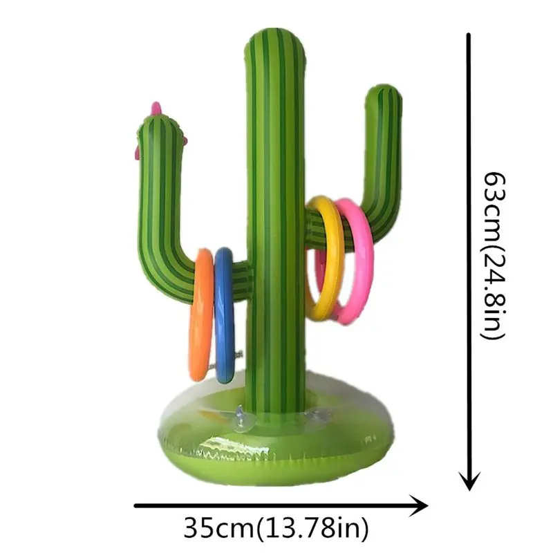 Juego de lanzamiento de anillo de Cactus inflable para niños y adultos, juguetes de piscina, suministros de fiesta, juego interior y exterior, 5 piezas