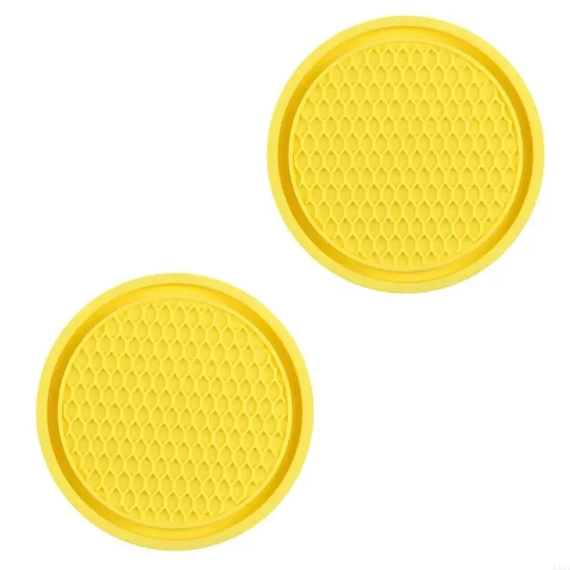 L43A 2 Pack Thickened PVC Car Cup Holder Mats Nonslip Shockproof Drink Coasters Embedded in For Vehicle Interior Accessories