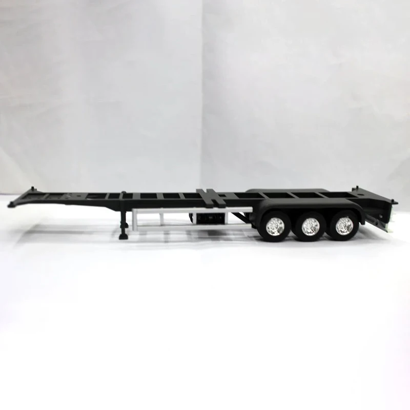 Modelo de Reboque Esquelético de 40' em Escala 1:50, Réplica Colecionável de Caminhão Semi-Reboque em Metal Fundido Preto para Hobbystas