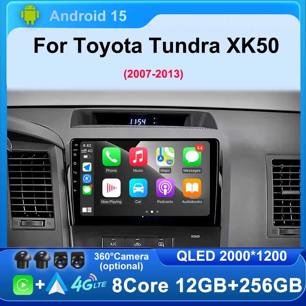 

Android 15 for Toyota Tundra XK50 2007 - 2013 Carplay Auto GPS Navigation Car Radio Multimedia Video Player DSP Stereo 4G WIFI