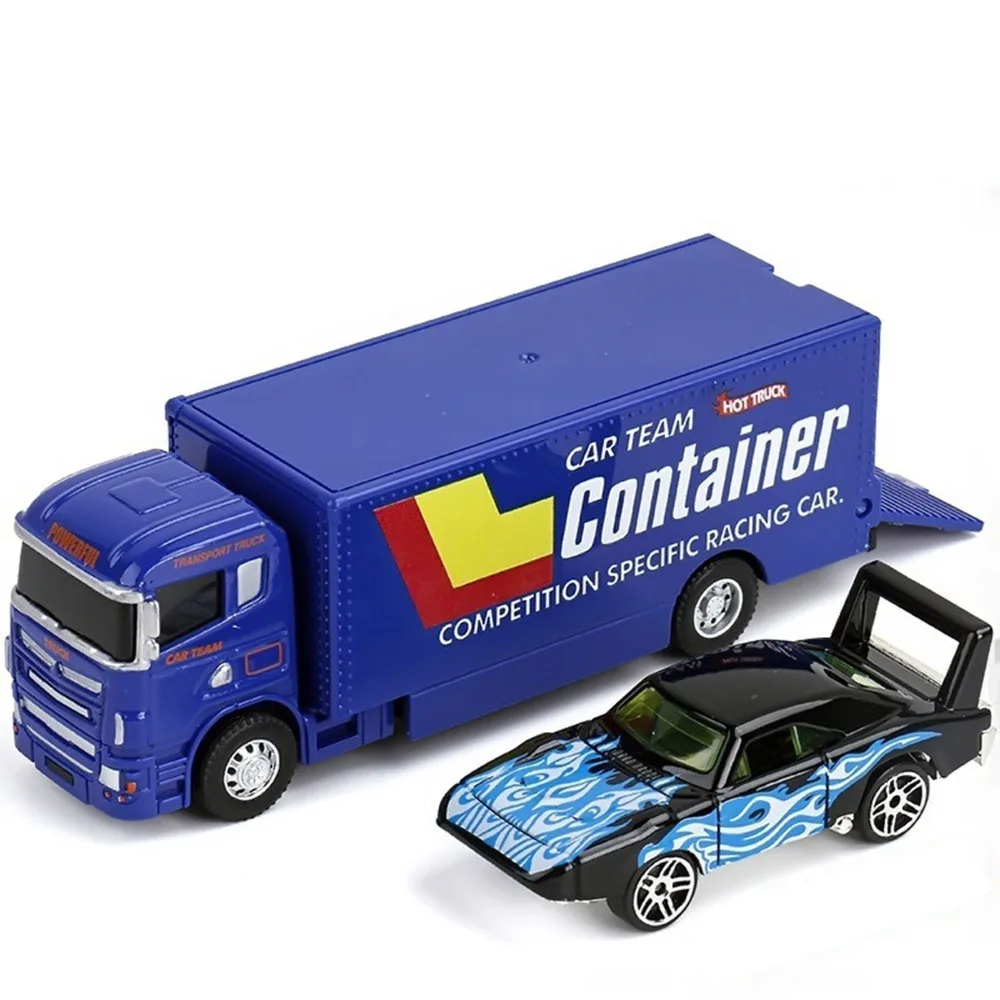 Scale 1:64 Alloy Trailer Model Movable Joint Diecast Metal Rescue Engineering Vehicles Transport Vehicle Pull Back