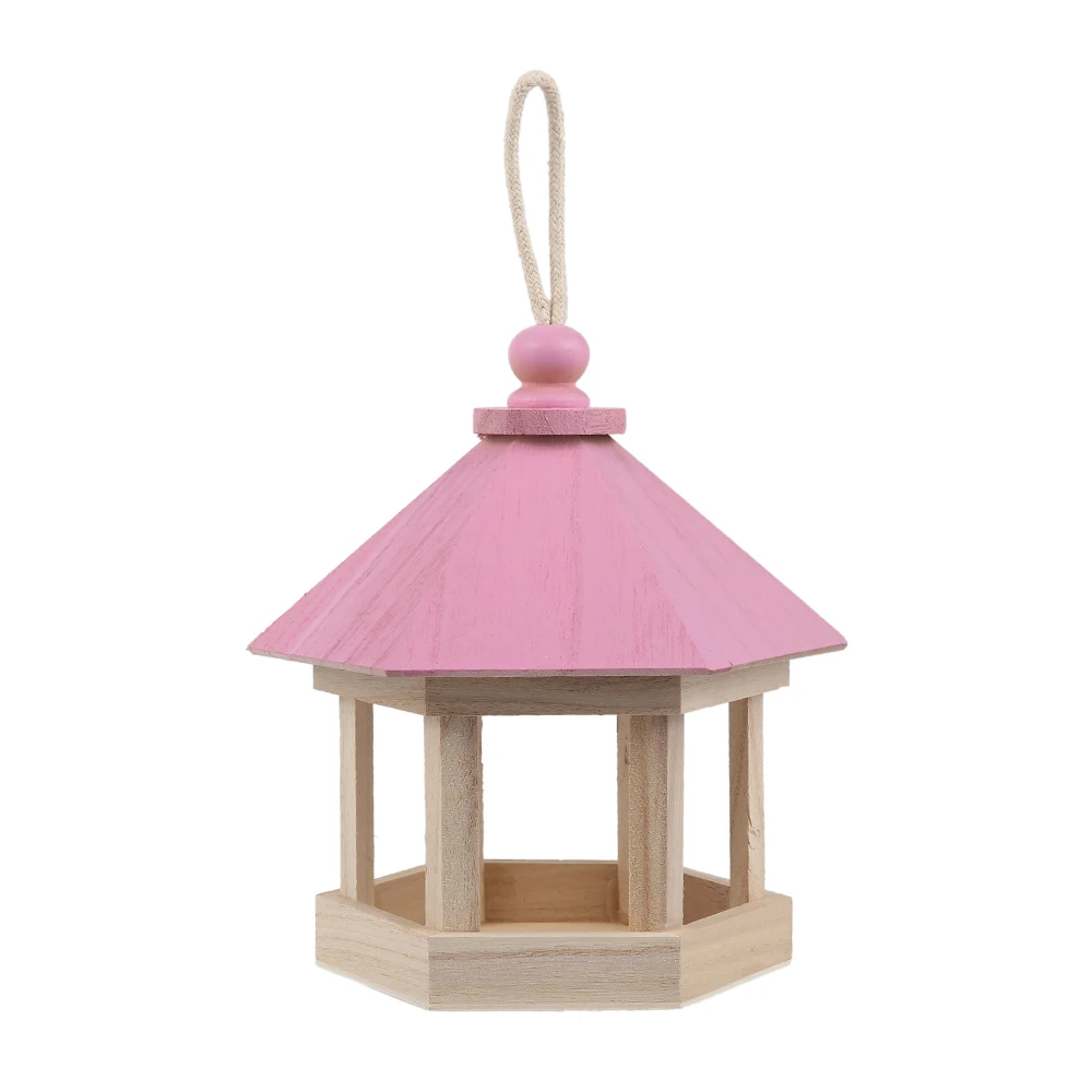 Bird Feeders for Outside Hexagon Shaped Gazebo Bird Feeder Outdoor Garden Bird Feed Station for Wild Birds Wooden Hanging