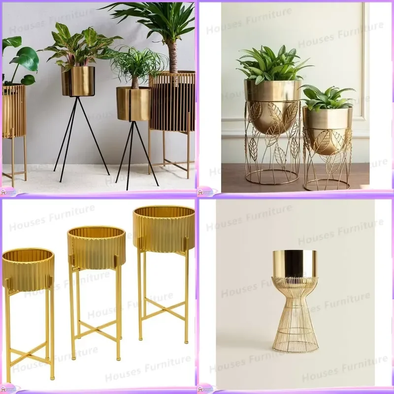 Large Metal Planters Indoor Outdoor Removable Brackets Flower Pot Stand Garden Decor Patio Balcony Entrance Living Room