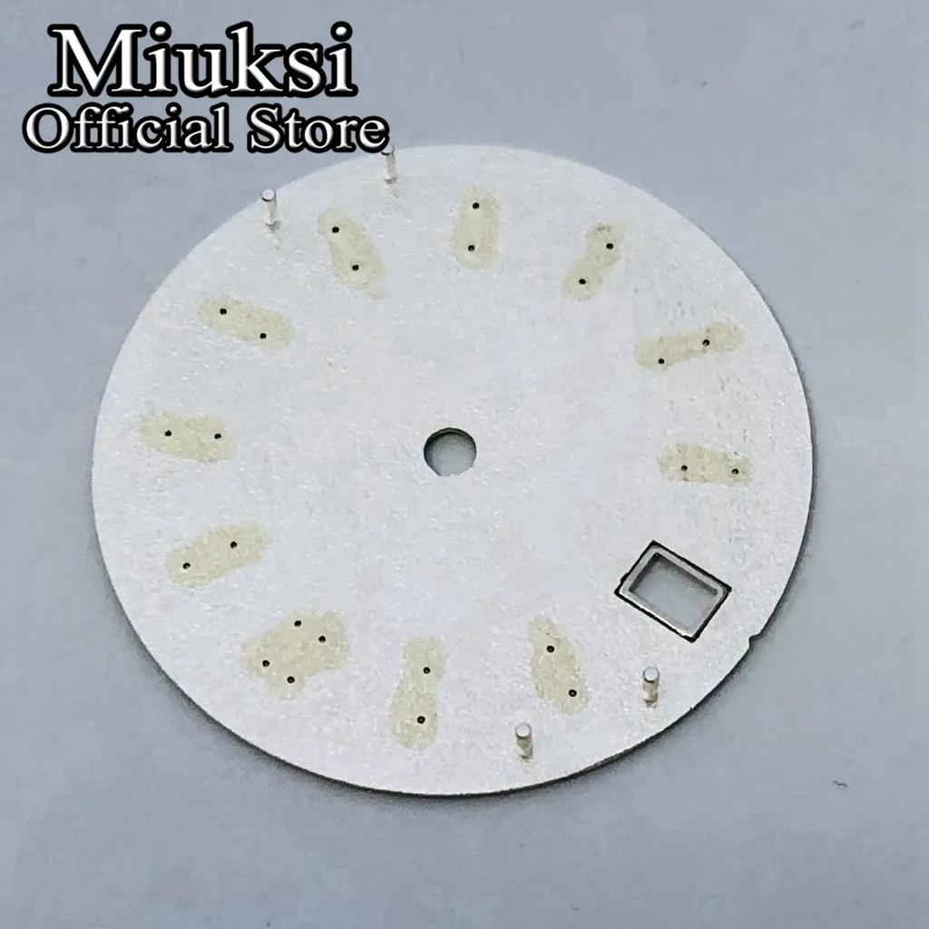 Miuksi 28.5mm silver blue pink sterile watch dial fit NH34 NH35 movement fit 3/3.8 o\'clock crown