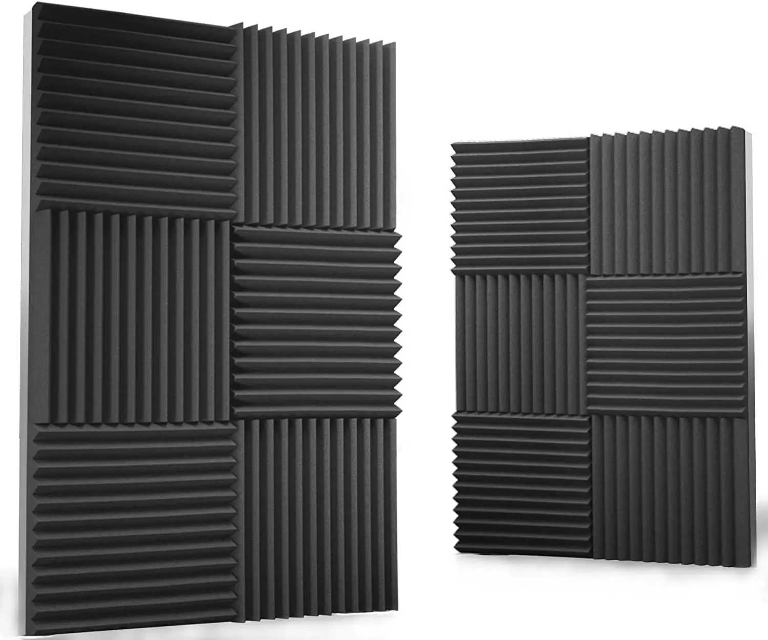 

12 Pack Acoustic Panels 1x12x12 Inches High Density Studio Foam Wedges Soundproof Charcoal