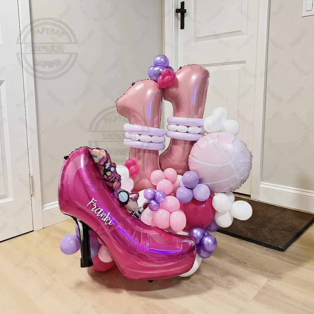 81 قطعة من بالونات فويل بكعب عالٍ لعيد الحب للفتيات وحفلات أعياد الميلاد وحفلات أعياد الميلاد وحفلات الزينة التذكارية والهدايا #4