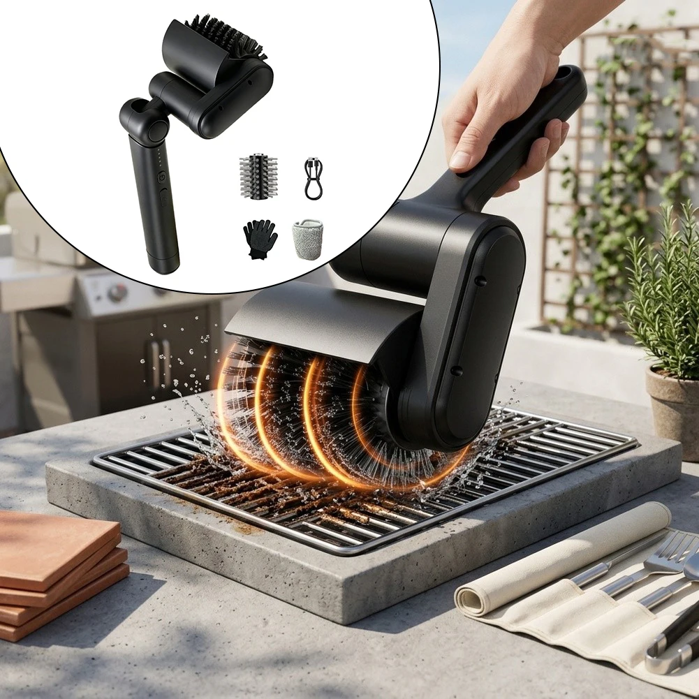 Wireless Electric Grill Brush Stainless Steel Roller USB Rechargeable High Cleaning Tool For BBQ Barbecue Grate Maintenance