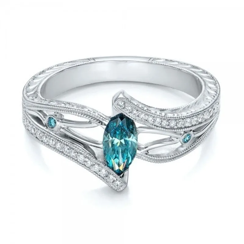 

Hot-selling European American Luxury Aquamarine Engagement Ring - Niche High-end Diamond Design Proposal Jewelry for Women