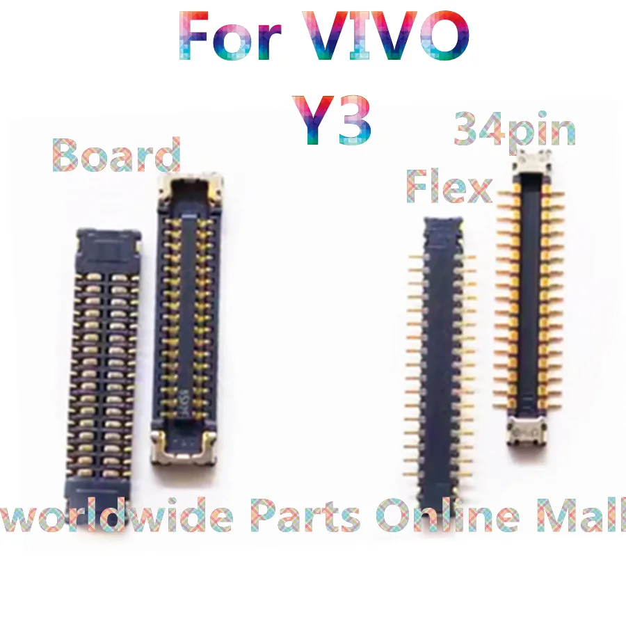 10pcs-100pcs For VIVO Y3 LCD screen display base motherboard cable connection buckle FPC connector On Board Flex 34-pin