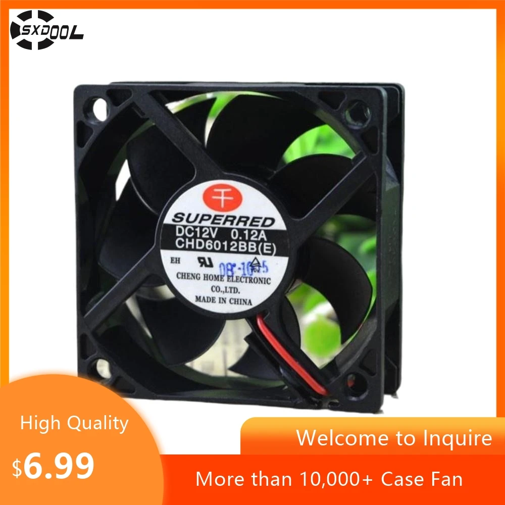 

for Superred CHD6012BB 12V 0.12A 6cm 6020 2-Wire Cooling Fan Cooling Solution for Electronics