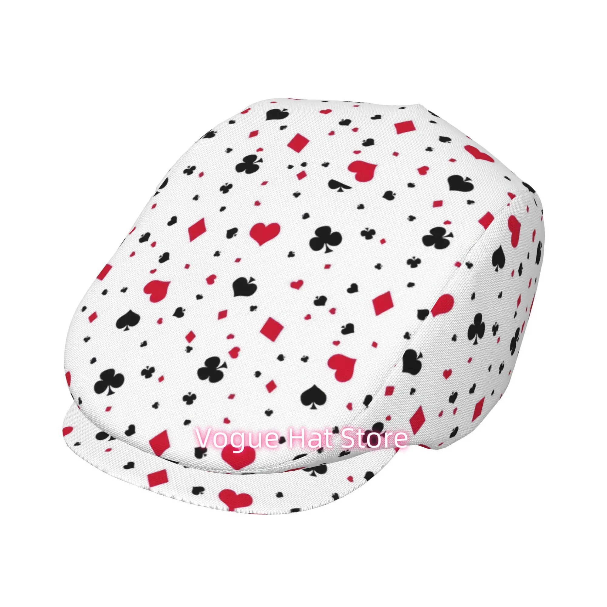 1pc Poker cards flying All-over printed beret,  newsboy cap, unisex, a must-have fashion accessory for outdoor leisure activitie
