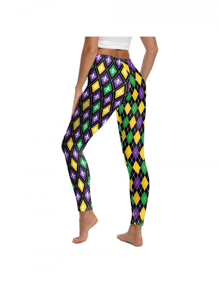 2026 carnaval feminino impresso pena apertado calças de yoga digital floral calças longas leggings spor base camada