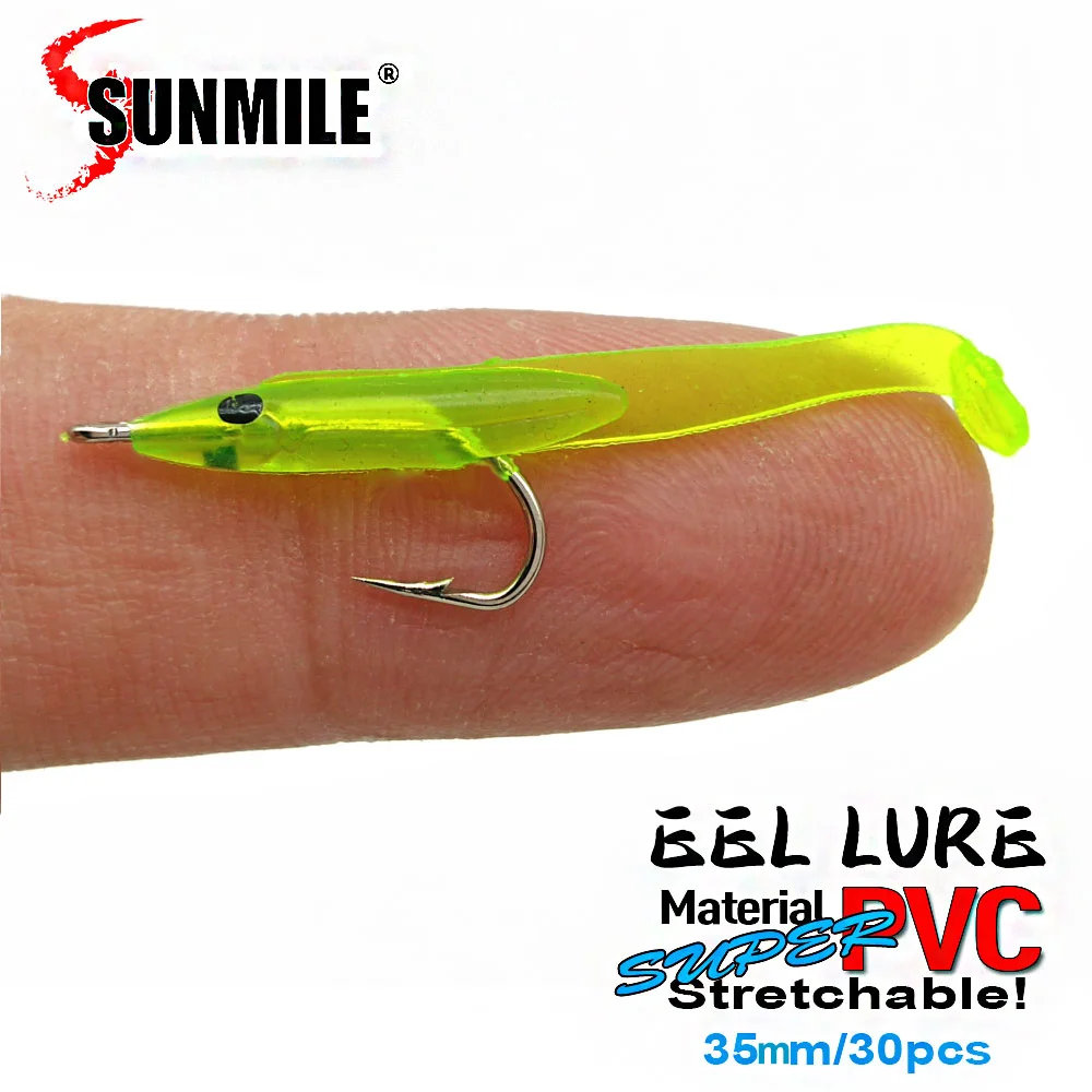 SUNMILE 30pcs Eel Soft Fishing Lure 35mm PescaTackle Wobblers Fish Lures Carp Leurre Souple Soft Baits