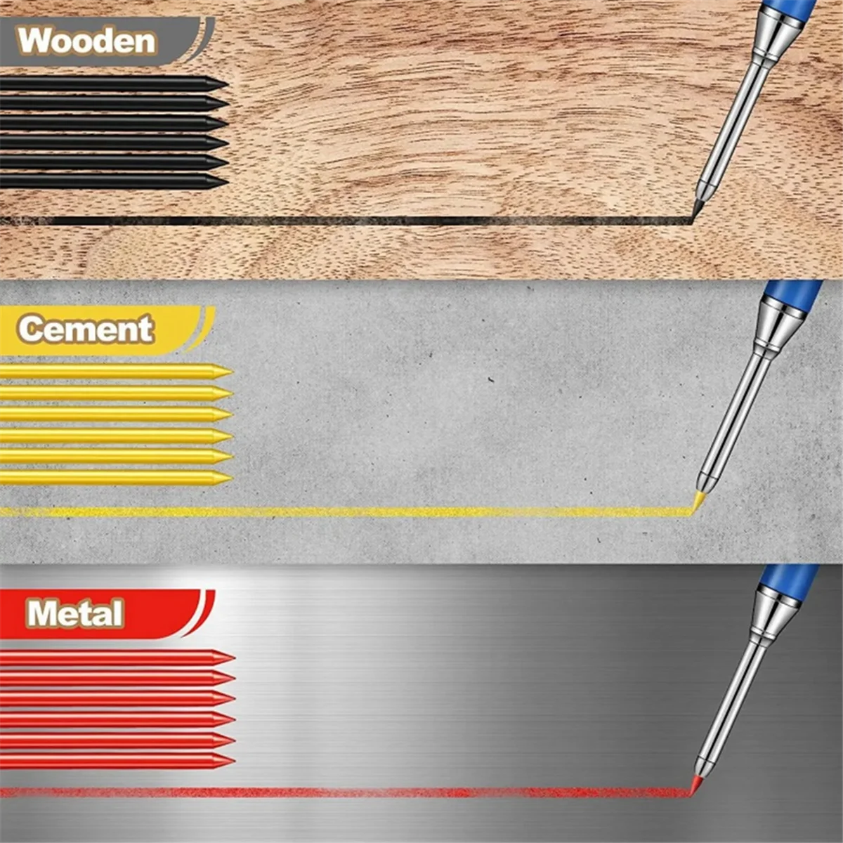 2.8mm Solid Carpenter Mechanical Pencil with Sharpener for Woodworking Construction Long Head Carpenter Pencil