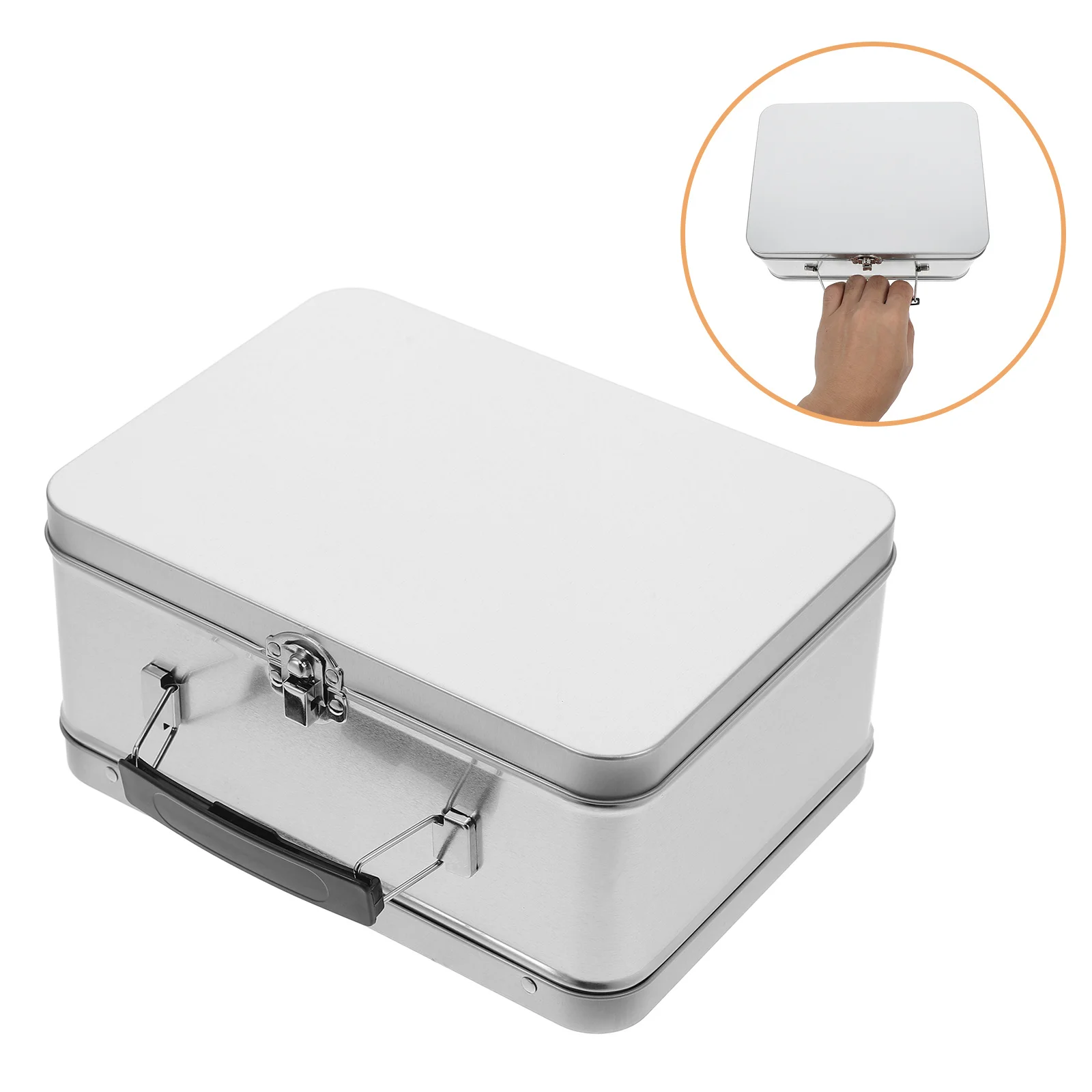 

Handheld Gift Box Metal Lunch Container Leakproof Storage Holder For Food Snacks Cookies Large Capacity Tin Box For Crafts Daily