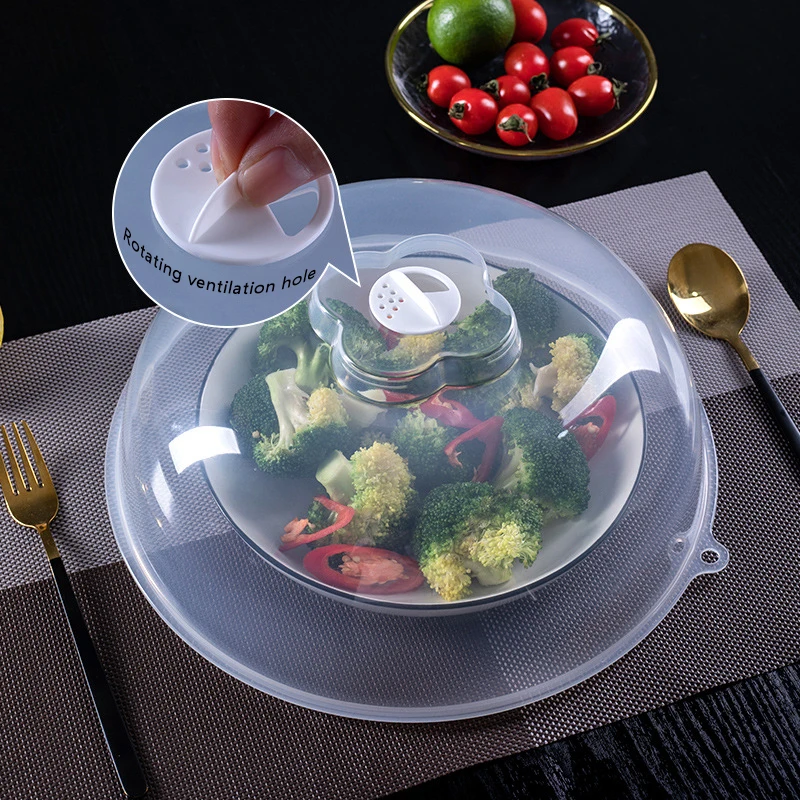 1PC Microwave Heating Insulation Tray Thickened Transparent Splash Proof Cover Plastic Insulation Vegetable Cover