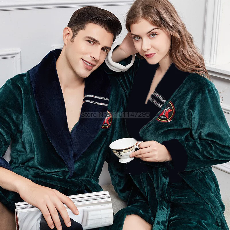 Kimono en Molleton de Corail pour Homme et Femme, Vêtements d\'Hiver Épais et Chauds, Tenues de Nuit Ample pour Couple, Taille M, L, XL, XXL et 3XL