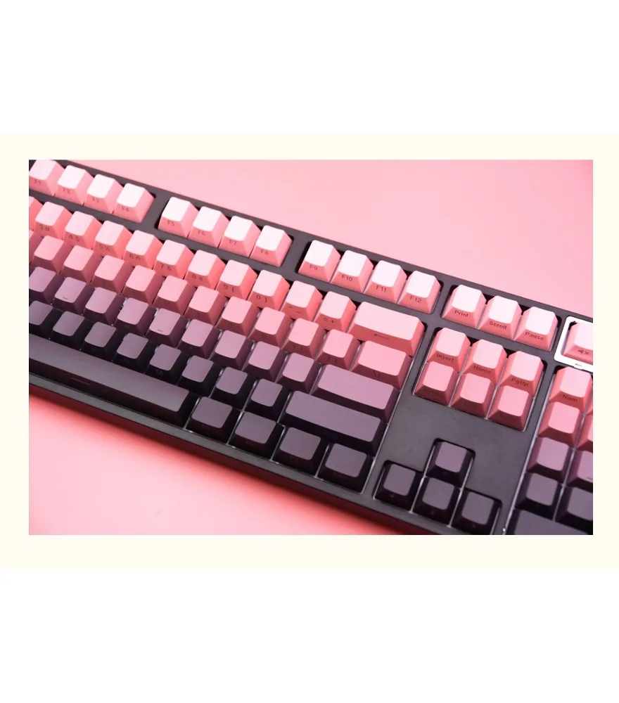 Bean paste powder gradual change side engraved luminous 136 keycap mechanical PBT two-color injection molding original height