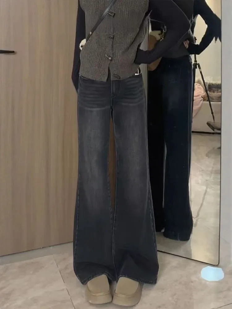 

Ретро американский ey Bla тонкие прямые джинсы женские осенне-зимние Fce с высокой талией плюс размер утягивающие широкие брюки