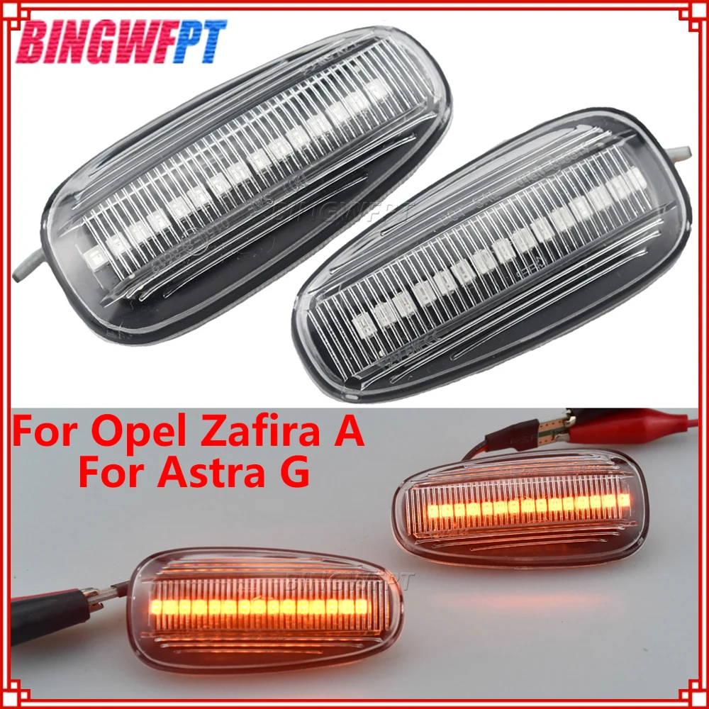 

2PCS LED Dynamic Turn Signal Lights Flowing water Fender Side Marker Lamps For Opel Zafira A 1999-2005 Astra G 1998-2009