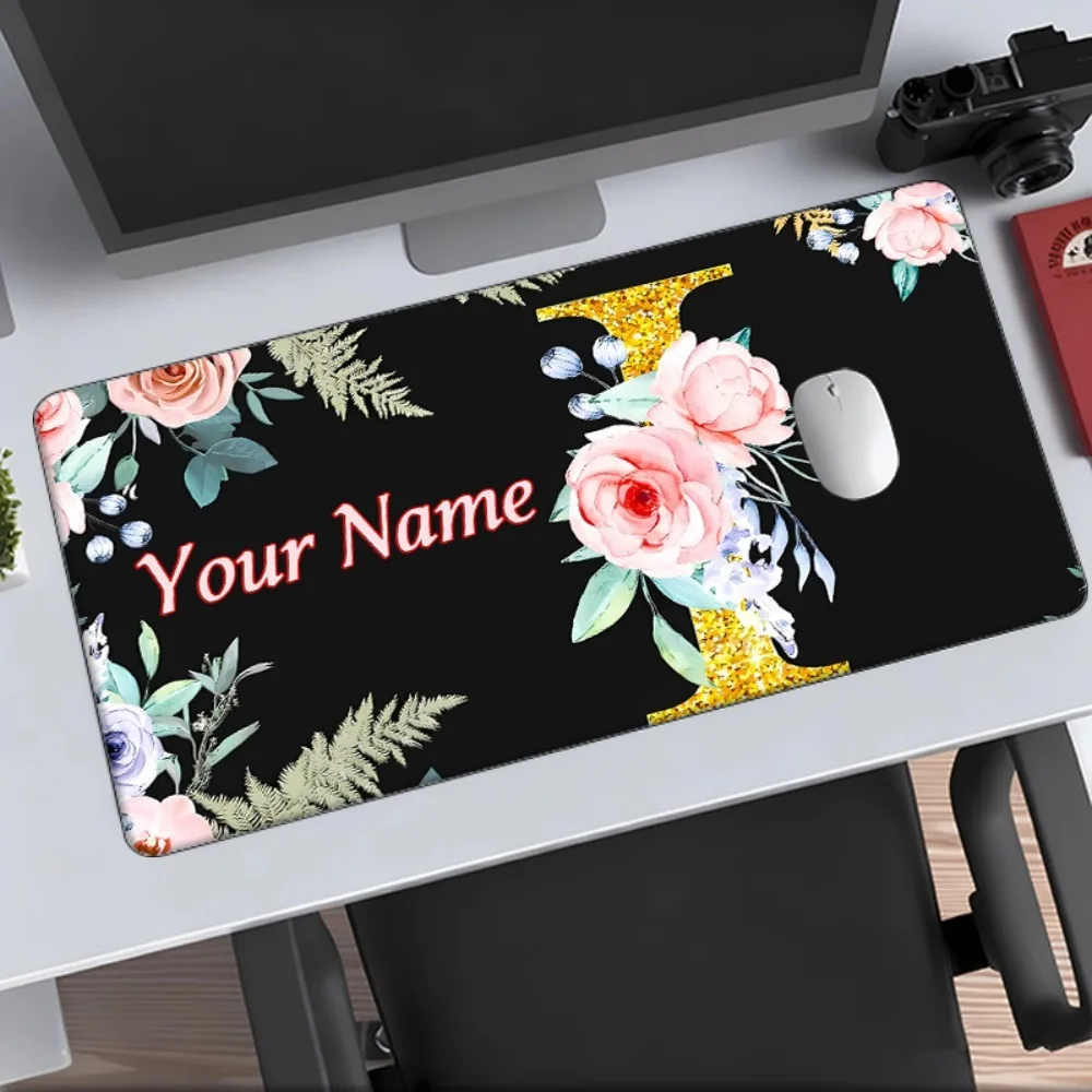 [2D Flat] 1pc Custom Personalized Gold Monogram Floral Mouse Pad Custom Name Multi Sizes Gaming Mouse Pad