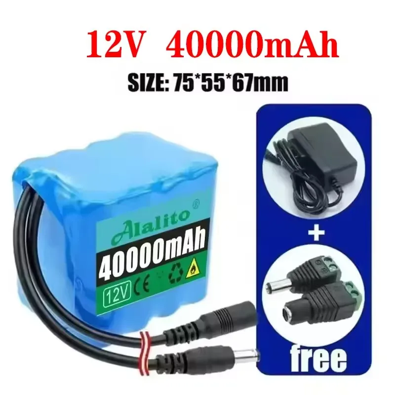 12V 20000Ah-50000mAh 3S2P-3S5P battery pack 18650 lithium-ion battery+charger, with BMS protection board