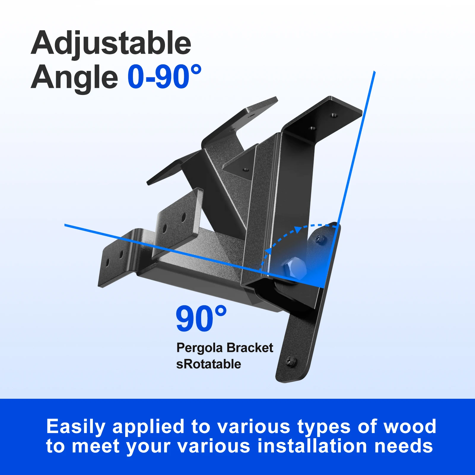 Roof Riser Bracket, Rustproof Gazebo Beam Bracket 3 Pieces, Adjustable Angle Waterproof Pergola Kit for Terraces Balconies Parks