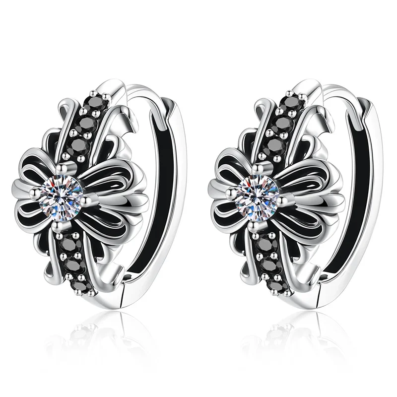 

E330 Lefei Fashion Color D Diamond-set Classic Moissanite Black Cross Earrings Men Women s925 Sterling Silver Party Jewelry Gift