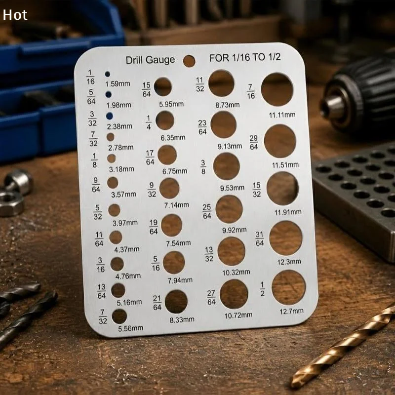 Stainless Steel 29 Hole Drill Gauge High Contrast Markings Durable Quick Precise Measuring 1/16 To 1/2 Inch BitsFurnishing worl