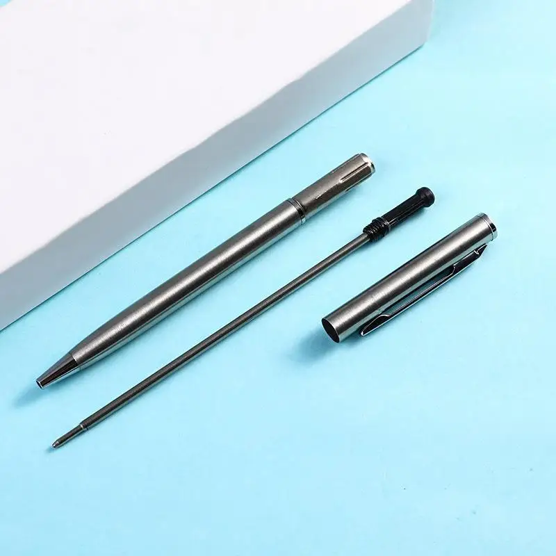 Slim Stainless Steel Ballpoint Pens 2/4 Pcs Smooth Writing Quick Dry Ink for Office School Business Meeting Note Taking